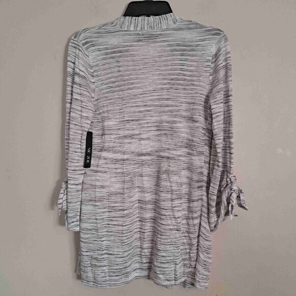 NIC+ZOE Green Shawl Lapel 3/4 Sleeve Linen-Blend Cardy - Picture 10 of 11